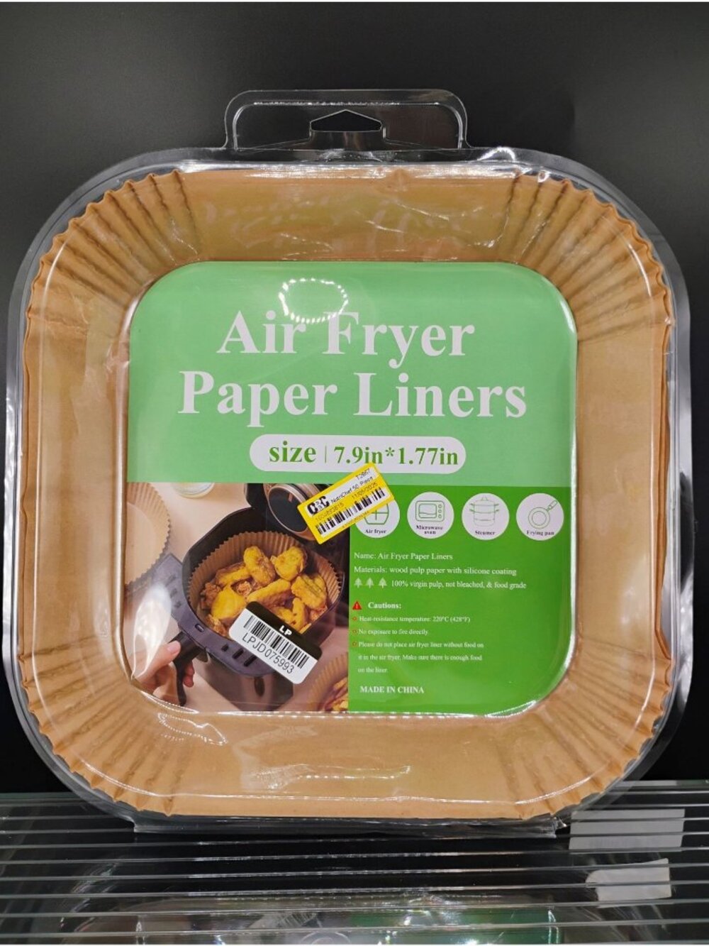 Air Fryer Paper Liners 7.9in x 1.77in Non-Bleached Food Grade